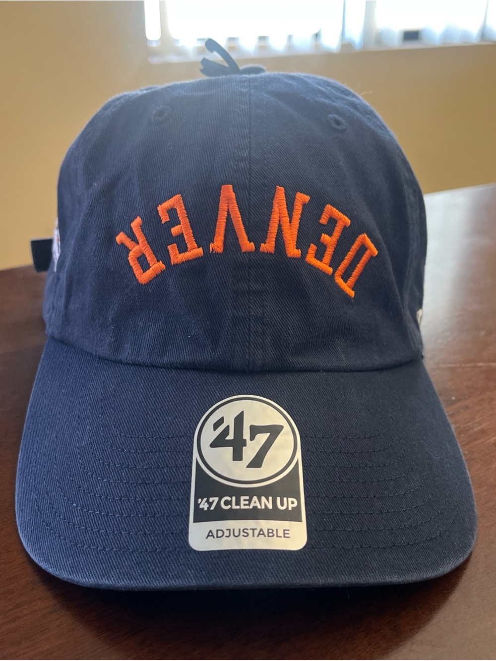 Denver Broncos hat 47 brand cleanup RARE upside down script NWT